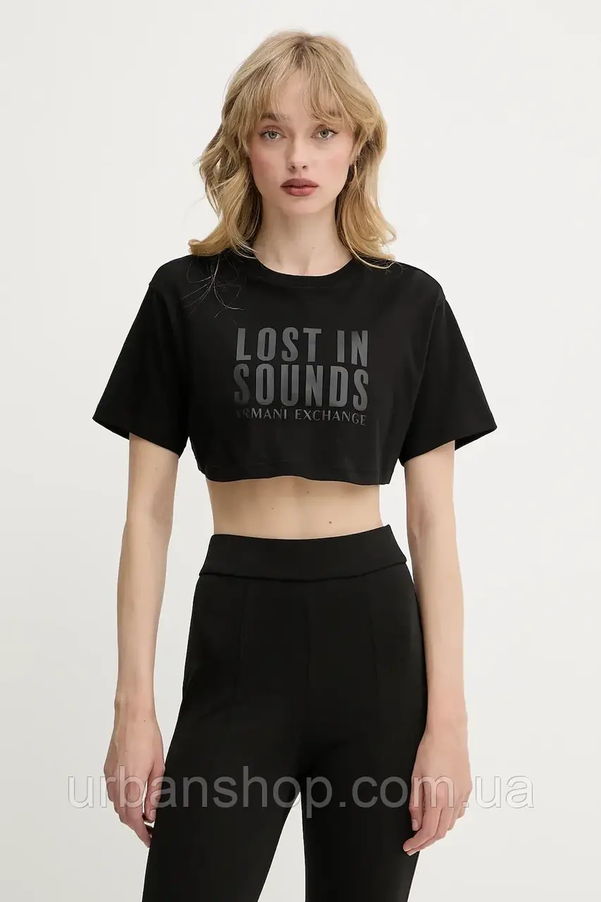 Urbanshop com ua Бавовняна футболка Armani Exchange колір чорний XW000546 AF10359 РОЗМІРИ ЗАПИТУЙТЕ