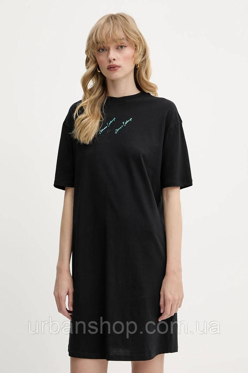 Urbanshop com ua Бавовняна сукня Armani Exchange колір чорний mini пряма XW000378 AF10354 РОЗМІРИ ЗАПИТУЙТЕ