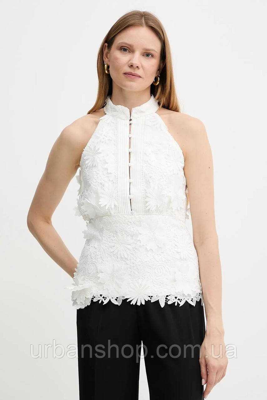 Urbanshop com ua Блузка Bardot колір білий принт квіти 59846TB РОЗМІРИ ЗАПИТУЙТЕ