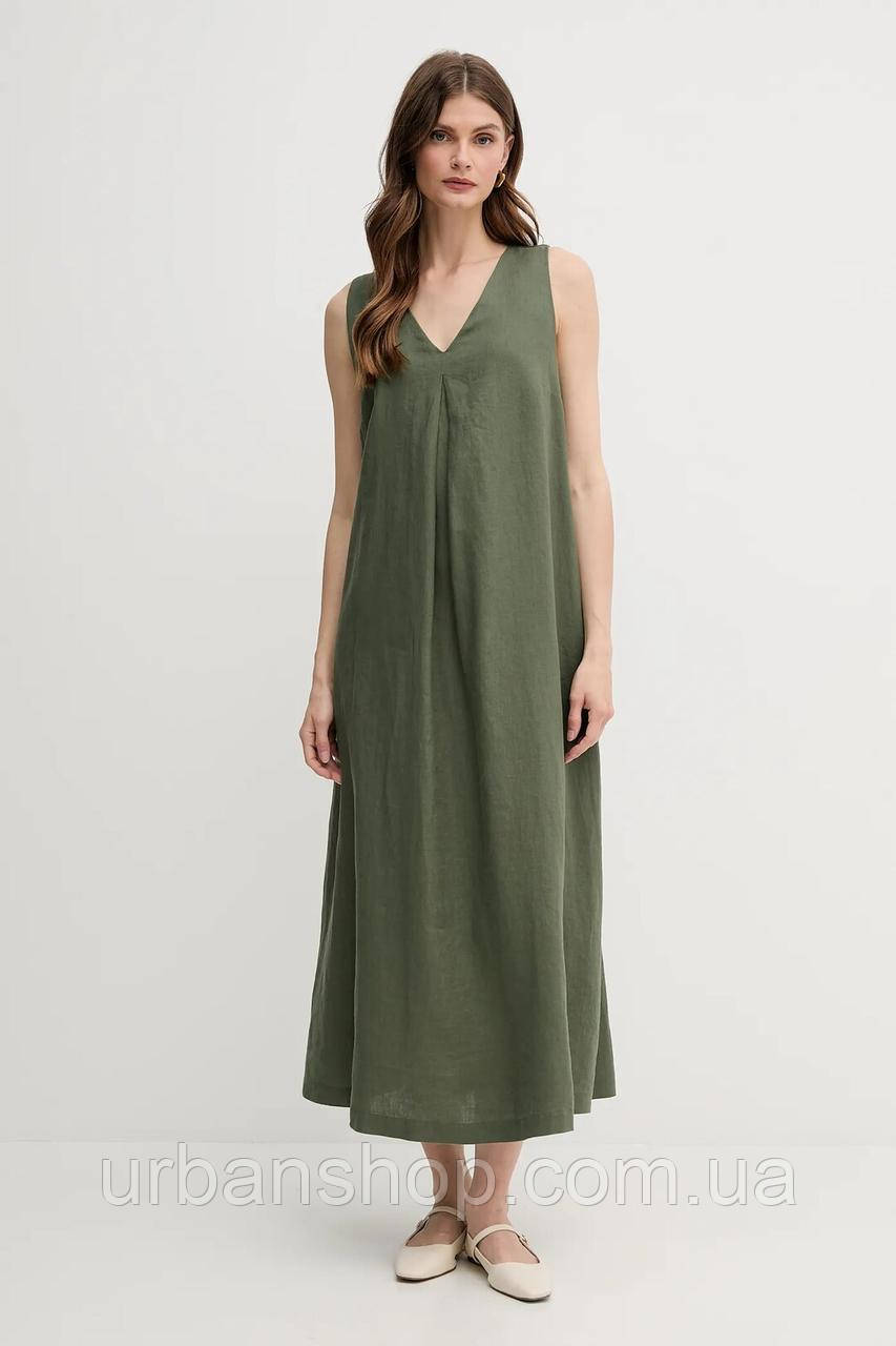 Urbanshop com ua Льняна сукня United Colors of Benetton колір рожевий maxi розкльошена РОЗМІРИ ЗАПИТУЙТЕ