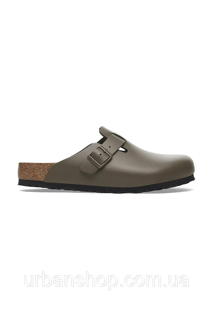 Urbanshop com ua Шкіряні шльопанці Birkenstock Boston NL жіноча колір зелений на платформі 1029156 РОЗМІРИ