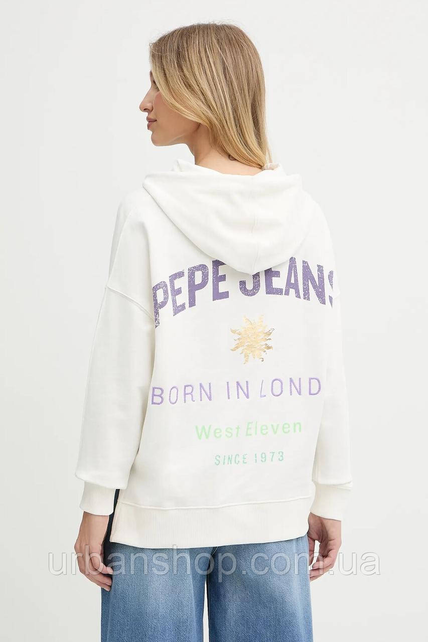 Urbanshop com ua Кофта Pepe Jeans колір білий з капюшоном з принтом PL581526 РОЗМІРИ ЗАПИТУЙТЕ