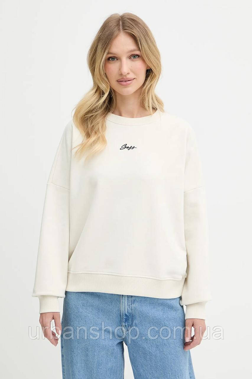 Urbanshop com ua Бавовняна кофта BOSS Orange колір бежевий з аплікацією 50547974 РОЗМІРИ ЗАПИТУЙТЕ