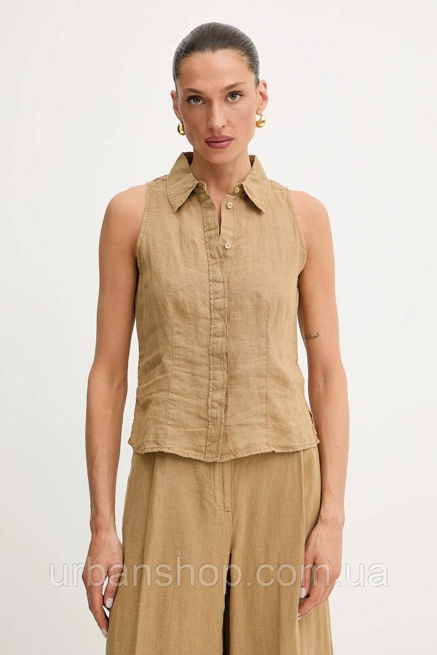 Urbanshop com ua Сорочка з льону MAX&Co. колір зелений regular класичний комір 2516161025200 РОЗМІРИ ЗАПИТУЙТЕ
