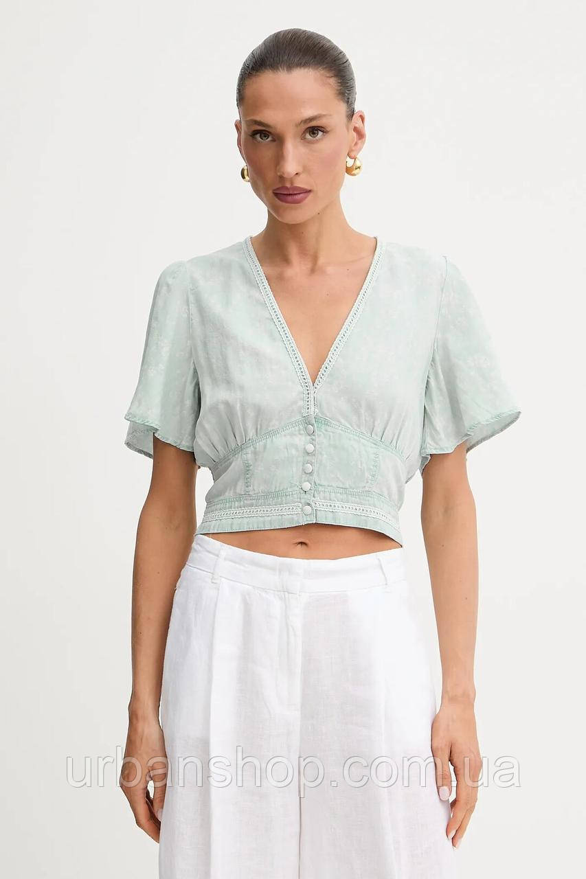 Urbanshop com ua Блузка з домішкою льону Guess LUIZA з аплікацією W5GH82 D5N81 РОЗМІРИ ЗАПИТУЙТЕ