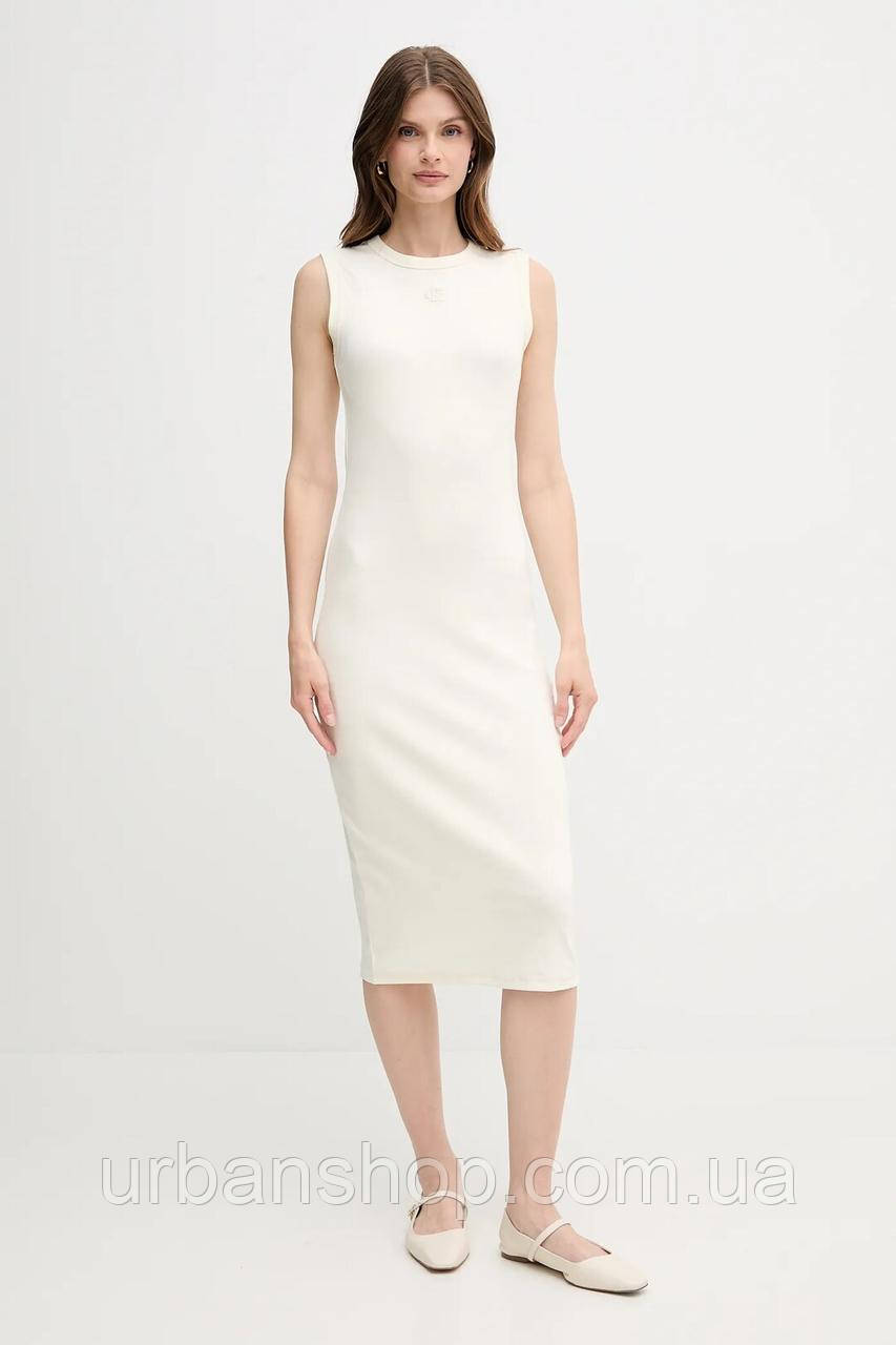Urbanshop com ua Сукня Calvin Klein Jeans колір бежевий midi облягаюча LV047C240G РОЗМІРИ ЗАПИТУЙТЕ