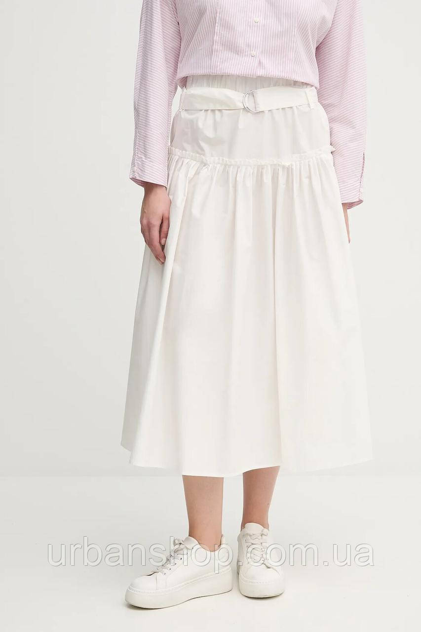 Urbanshop com ua Бавовняна спідниця Sisley колір білий midi розкльошена 4XUCL002Q РОЗМІРИ ЗАПИТУЙТЕ