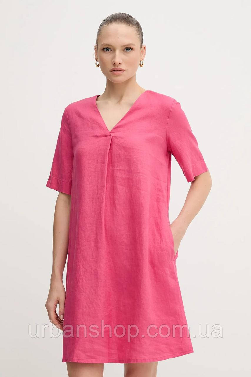 Urbanshop com ua Льняна сукня United Colors of Benetton колір рожевий mini oversize 4AGHDV0B0 РОЗМІРИ