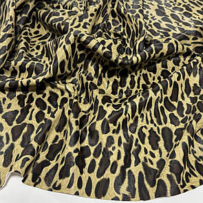 Кожзам Стрейч на трикотажі тиснений принт Леопард