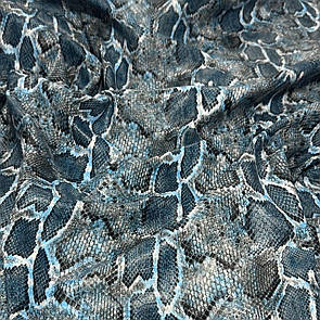 Кожзам Стрейч на трикотажі тиснений принт змії Смарагд