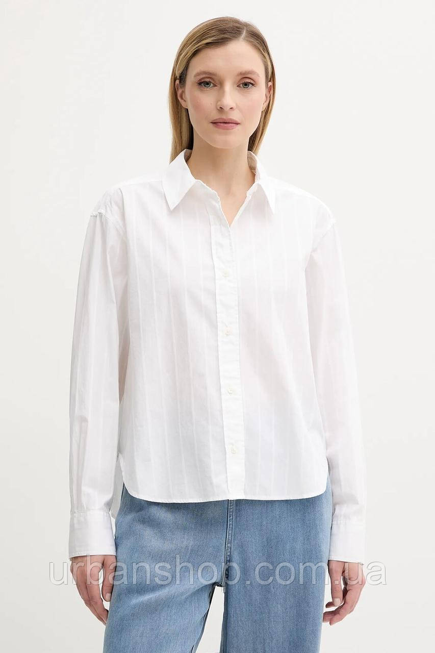 Urbanshop com ua Бавовняна сорочка Samsoe Samsoe SAATRANI колір білий regular класичний комір F25200082