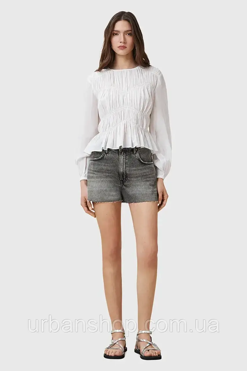 Urbanshop com ua Джинсові шорти AllSaints TATE колір сірий однотонна висока посадка W076EC РОЗМІРИ ЗАПИТУЙТЕ