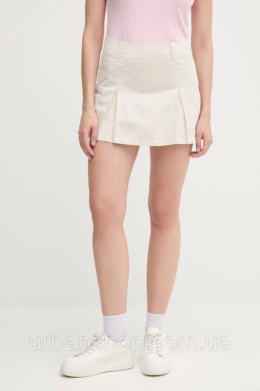 Urbanshop com ua Бавовняні штани-спідниця Calvin Klein Jeans колір бежевий mini розкльошена J20J225215 РОЗМІРИ