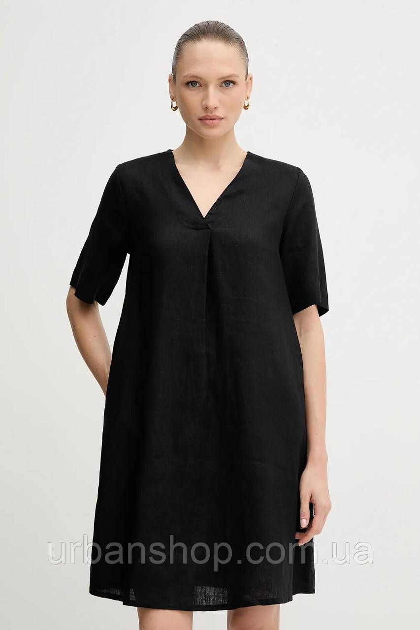 Urbanshop com ua Льняна сукня United Colors of Benetton колір чорний mini oversize 4AGHDV0B0 РОЗМІРИ ЗАПИТУЙТЕ
