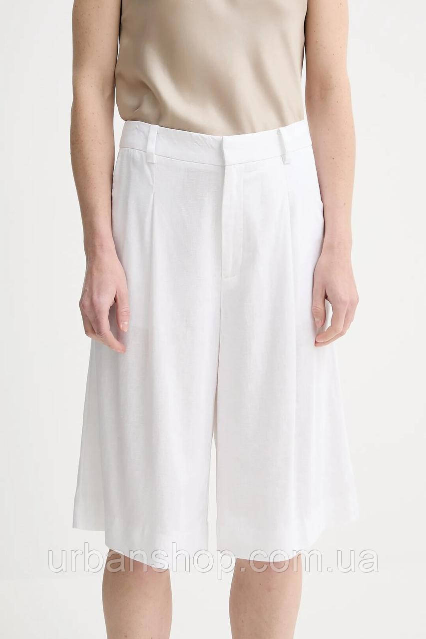Urbanshop com ua Шорти з домішкою льону Gestuz колір білий однотонна висока посадка 10910281 РОЗМІРИ ЗАПИТУЙТЕ