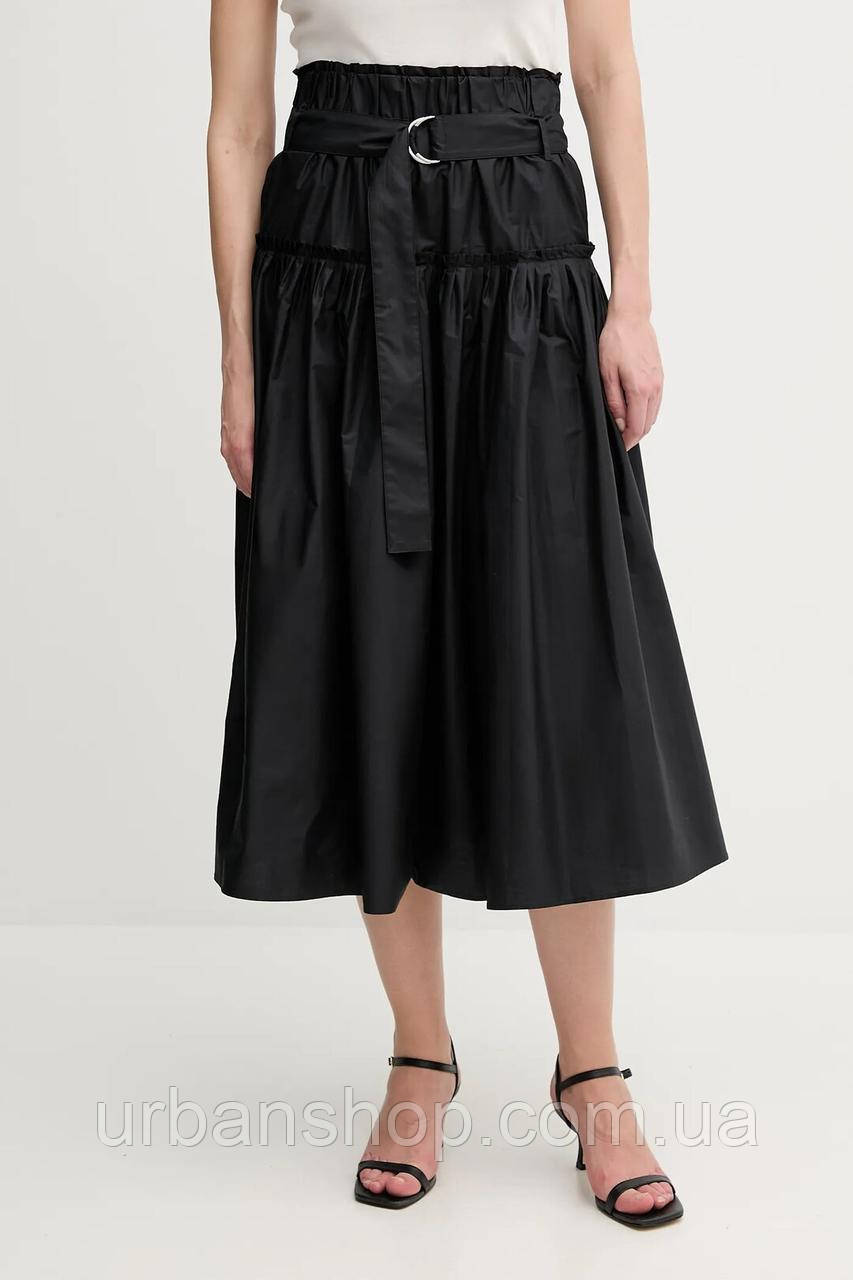 Urbanshop com ua Бавовняна спідниця Sisley колір чорний midi розкльошена 4XUCL002Q РОЗМІРИ ЗАПИТУЙТЕ