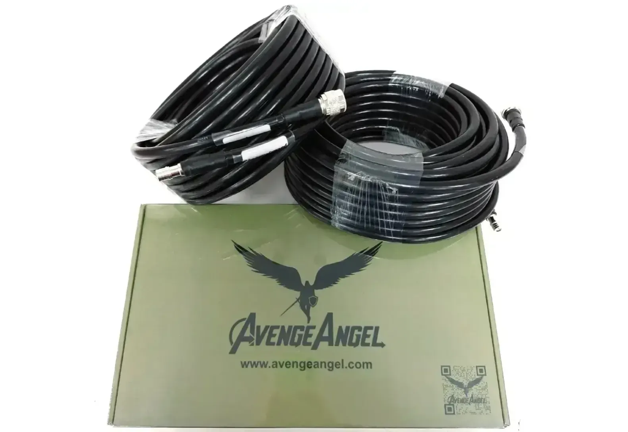 Комплект виносної антени AVENGER Booster 2.4G/5.2G/5.8G з 2-ма кабелями RG-8 N-TYPE-QMA, 20м та зарядним пристроєм