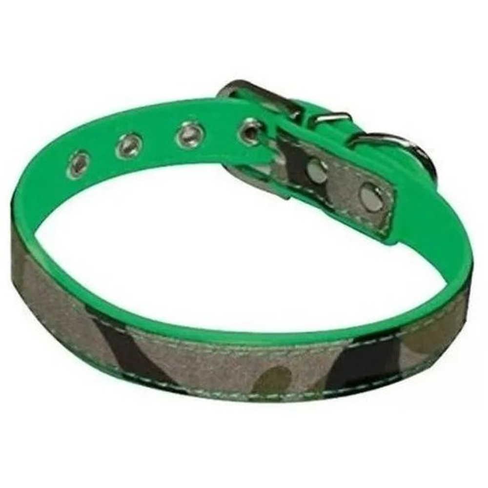 Нашийник FLUO CAMOUFLAGE, хакі, кожзам / джинс, 2х40см