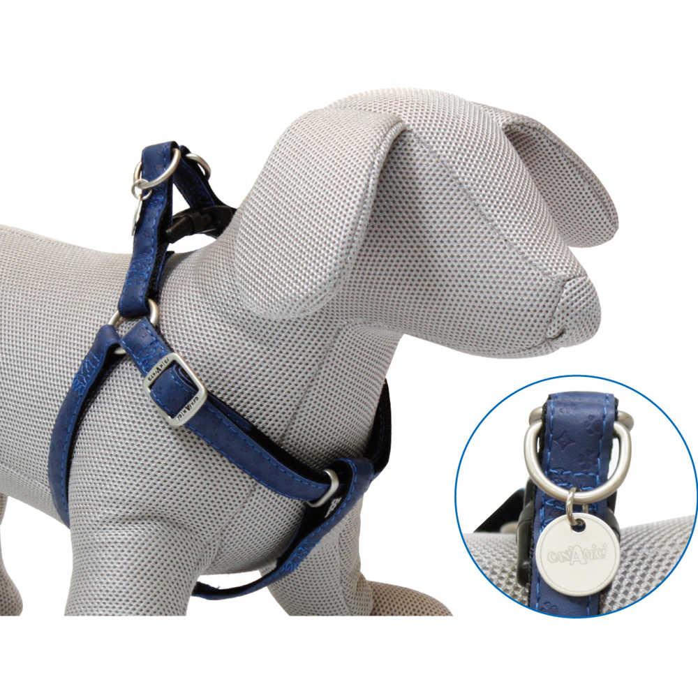 Шлея MYLORD з тисненням, синя, шкірозамінник, 36 / 60х1,5см ., фото 1