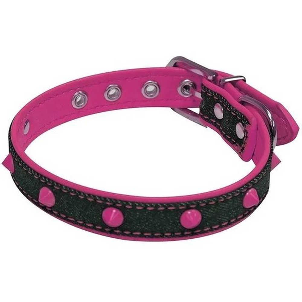 Нашийник FLUO JEANS, рожевий, кожзам/джинс,, фото 1