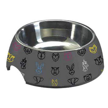 Миска CROCI MILAMINE GEOMETRICAL, нержавіюча, гумова основа , зміна чаша 0,40л, 24 см .