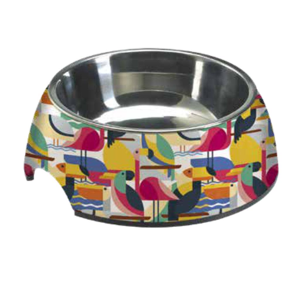 Миска CROCI MILAMINE TOUCAN, нержавіюча, гумова основа ,зміна чаша 0,40л, 24см .