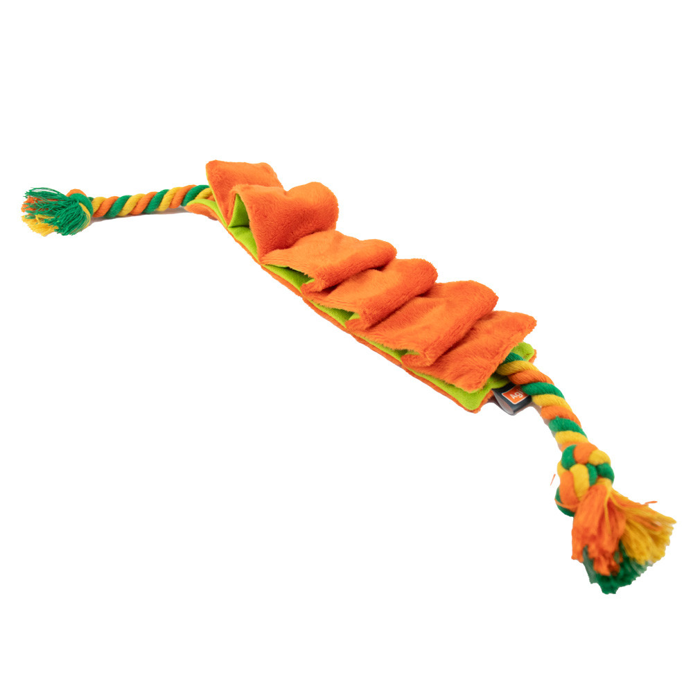 Іграшка м'яка "AGILITY" для собак канат-шелестун, 50см помаранчевий, фото 1