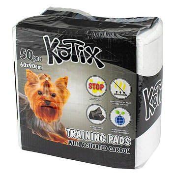 Пелюшки для собак Kotix Premium, з активованим вугіллям 60*90 см 50 шт/уп  (ціна за упаков.)