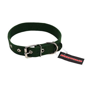 Нашийник брезентовий Пухнастики зелений 25 мм/49см