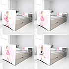 Ліжко для дівчинки Балерина з шухлядою на ламелях + захисний бортик, фото 4