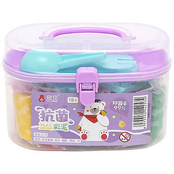 Повітряний пластилін 18 кольорів у відрі 7*14*9см, фіолетовий