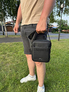 Чоловіча брендова сумка через плече Lacoste (2026) чорна