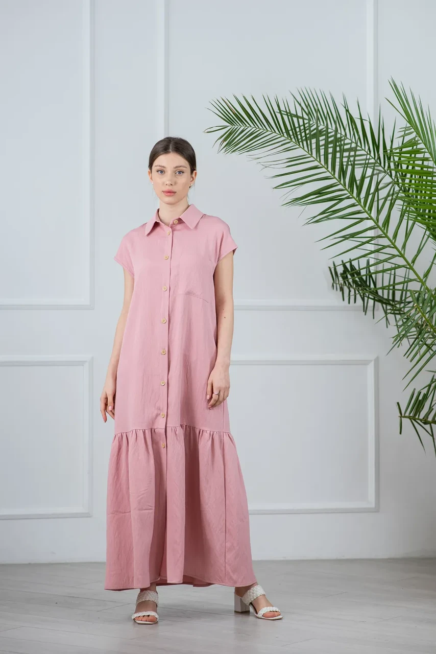 Плаття-сорочка Azuri жіноче ґудзики 42 пудра, фото 1