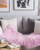Натуральний килимок накидка із овчини ULURU 110х65 колір рожевий