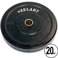 Прогумовані бамперні диски Zelart Z-TOP TA-5125-20 Bumper Plates 51 мм, 20 кг, чорні
