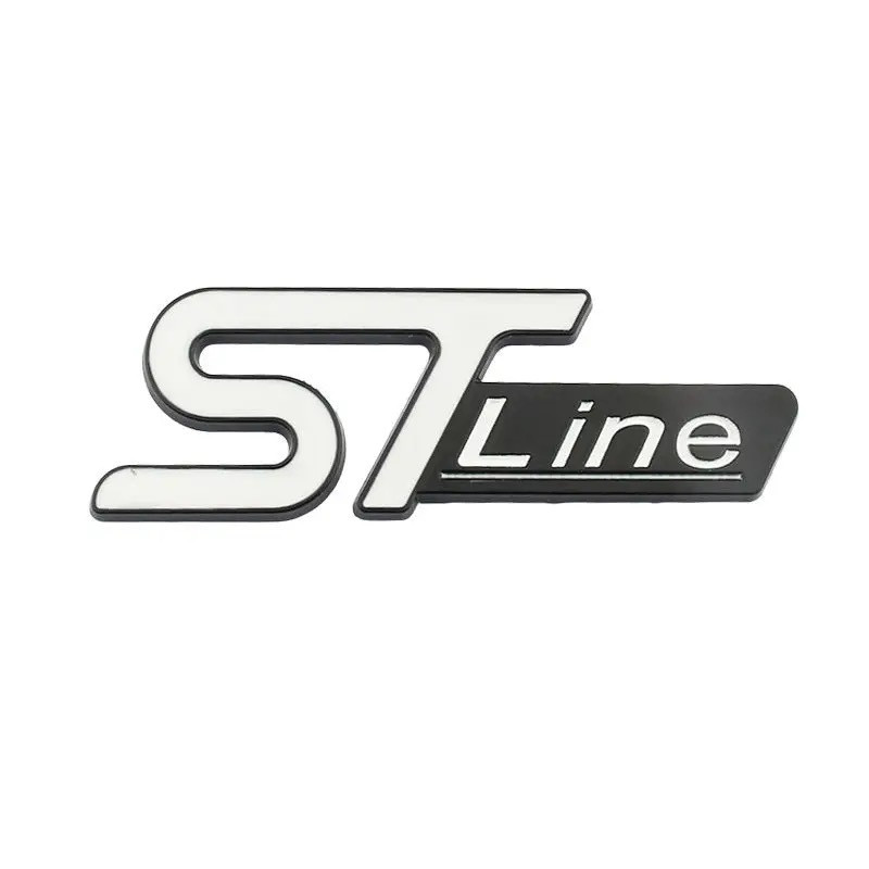 Емблема напис STLine для Ford білий + чорний 96х35 мм метал, фото 1