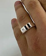 Срібна чоловіча печатка з золотими пластинами