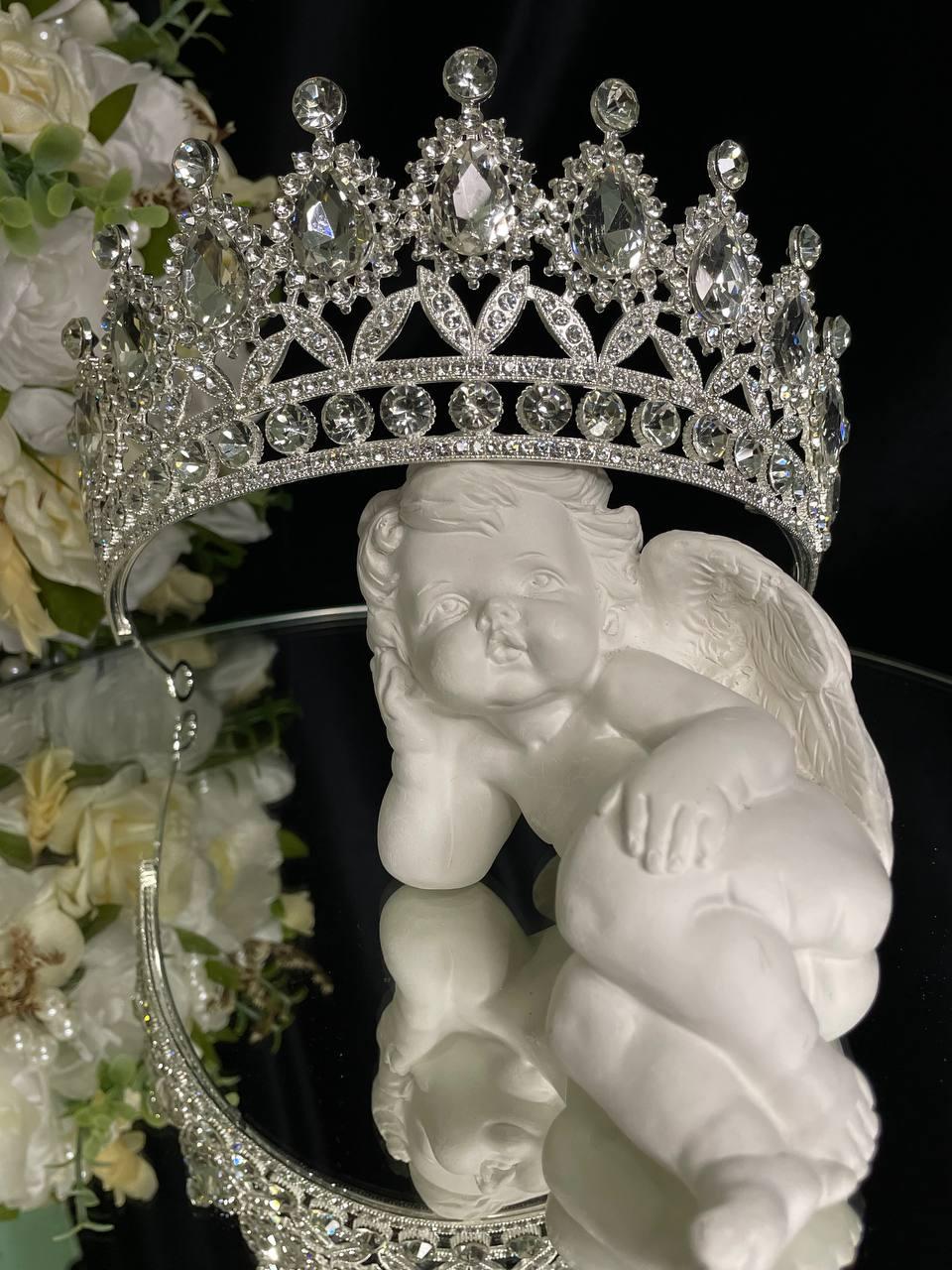 Діадема на петлях з камінням Swarovski Срібляста Весільна діадема для нареченої