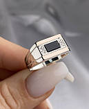 Чоловічий срібний перстень із золотими пластинами, фото 2