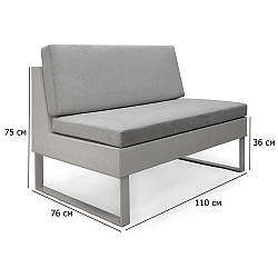 Двомісний диван без підлокітників Бонд 110 см сірий з тканинною оббивкою для дачі