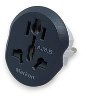 Європехідник мережевий адаптер UK/US під EU розетку Marken A.M.B KT-168 16А євророзетку
