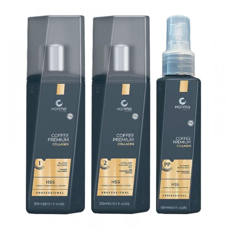 Набір колагену Honma Tokyo Coffee Premium Collagen для випрямлення волосся, 300/300/150 мл (заводські)