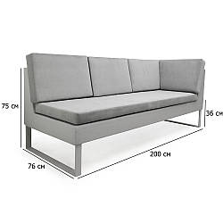 Диван з одним підлокітником Бонд 200 см сірий з тканинною оббивкою для вулиці
