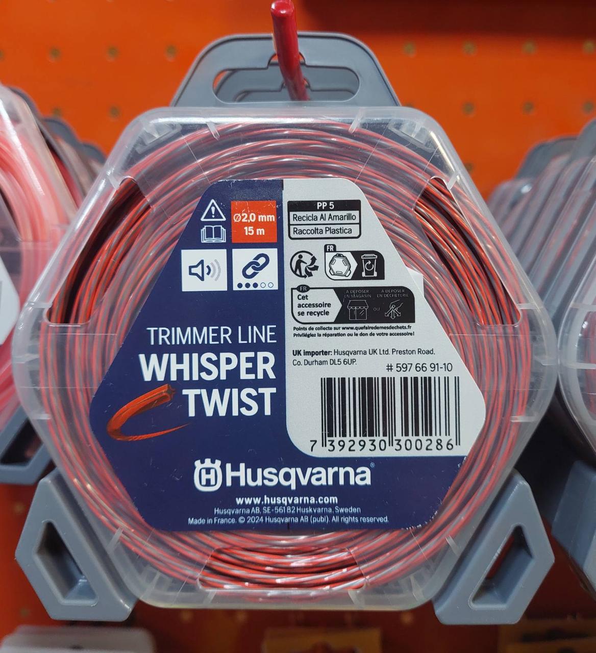 Корд тримерний Husqvarna Whisper Twist 2.0 мм / 15 м Donut Orange/Black