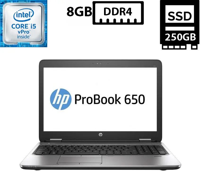 Ноутбук HP ProBook 650 G2/15.6" TN 1920x1080/Core i5-6300U 2.40GHz/8GB DDR4/SSD 250GB/Intel HD Graphics Камера Б/В