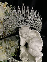 Діадема на петлях з камінням Swarovski Срібляста 15х9.5см Красива діадема для нареченої