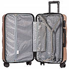 Середня валіза 63 л з розширенням пластикова на колесах Wings 149 PEACOCK, висувна ручка, темно сірий, фото 5