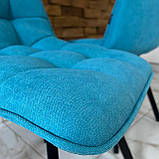 Кухонний стілець GARDA зі спинкою з блакитної рогожки люкс на металевому чорному каркасі, фото 6