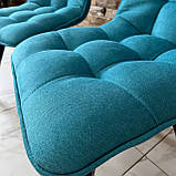 Кухонний стілець GARDA зі спинкою з блакитної рогожки люкс на металевому чорному каркасі, фото 3