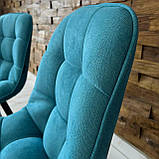 Кухонний стілець GARDA зі спинкою з блакитної рогожки люкс на металевому чорному каркасі, фото 2